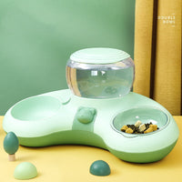 HKM-2262205 Crescent-Shaped Double Bowl for Water and Food - Available in Grey, Powder, and Green