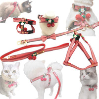 HKM-226259 Knit Strawberry Pet Traction Set for Cats and Dogs, Adjustable Size with Cute Pendant