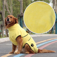 HKM-2262845 Soft and Absorbent Coral Fleece Pet Bathrobe Pajamas in Yellow - Multiple Sizes Available