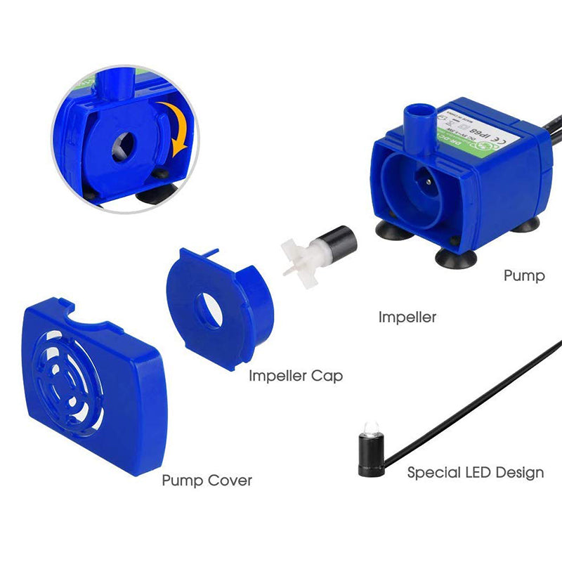 HKM-2263869 DC5V USB LED Pet Water Pump with Automatic Power Off and IP68 Waterproofing