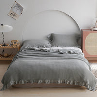 HKM-226451 Cotton Waffle Plaid Blanket for Bed and Sofa - Summer Lightweight Towel Quilt in Various Colors and Sizes