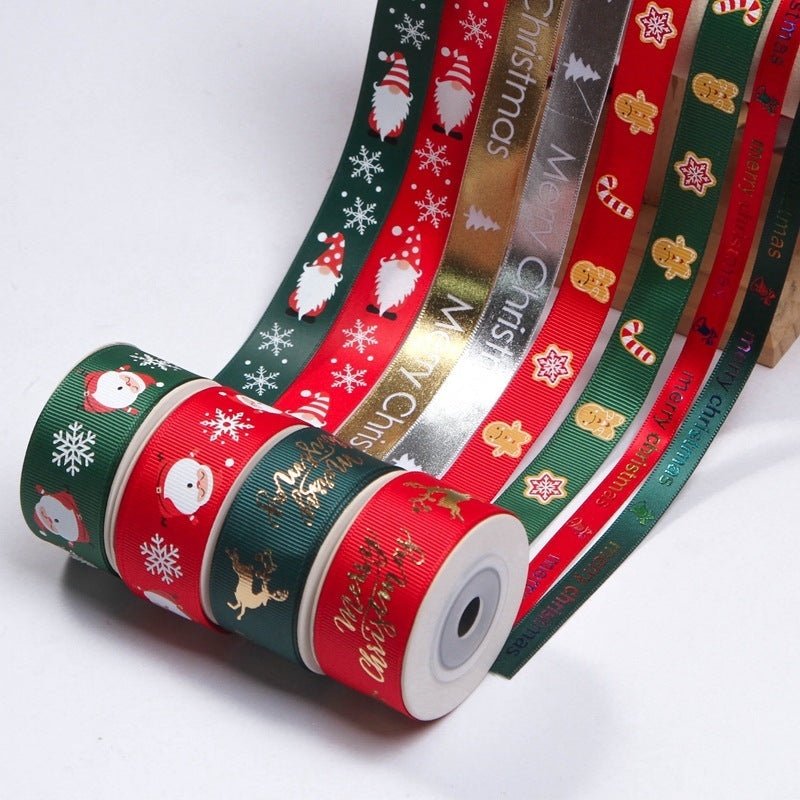 HKM-226643 Polyester Christmas Ribbon for DIY Crafts, Clothing, and Home Decor - 10 or 100 Yards