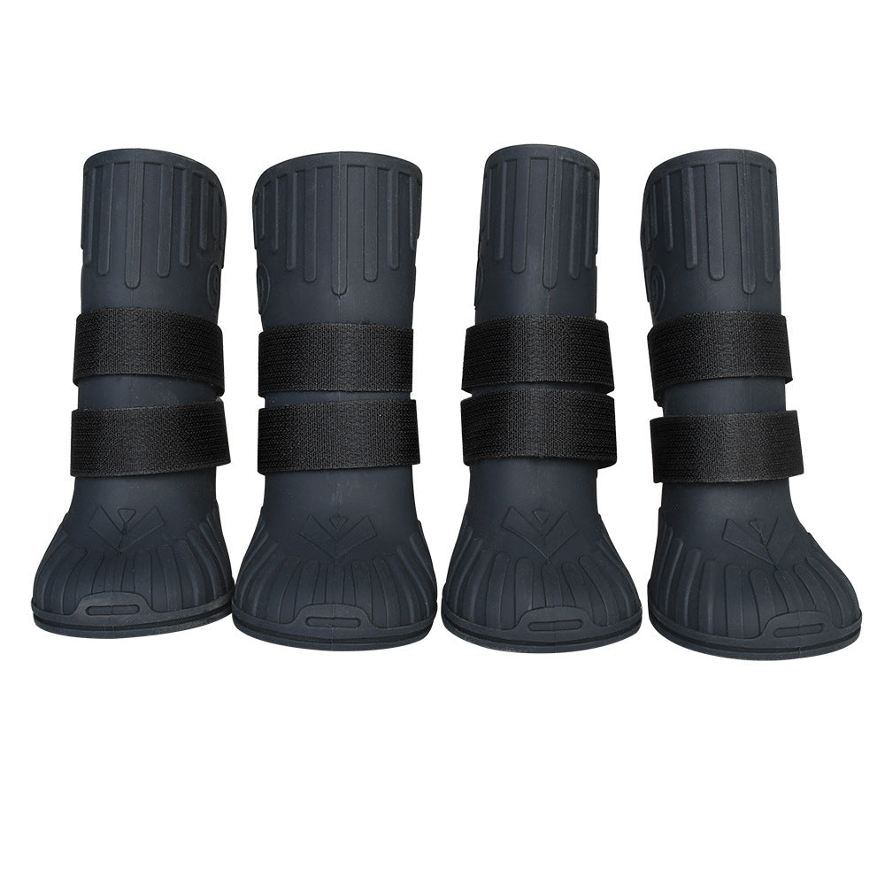 HKM-2268605 Waterproof High-Tube Dog Shoes for Medium and Large Breeds - Silicone with Velcro