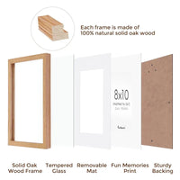HKM-226899 Solid Oak Wood 8x10 Photo Frame for Wall and Tabletop Display