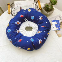HKM-2269373 Cat Soft Ring Headgear - Cute Donut Pattern in Blue and Light Blue, Cotton Flannel & PP Cotton/Nylon - Multiple Sizes Available