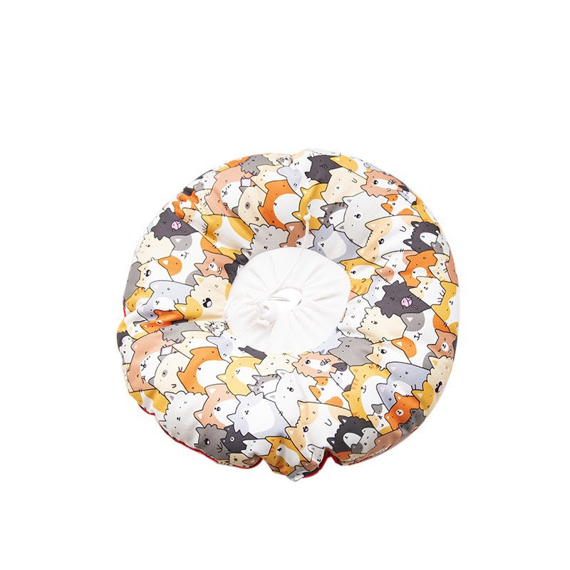 HKM-2269373 Cat Soft Ring Headgear - Cute Donut Pattern in Blue and Light Blue, Cotton Flannel & PP Cotton/Nylon - Multiple Sizes Available
