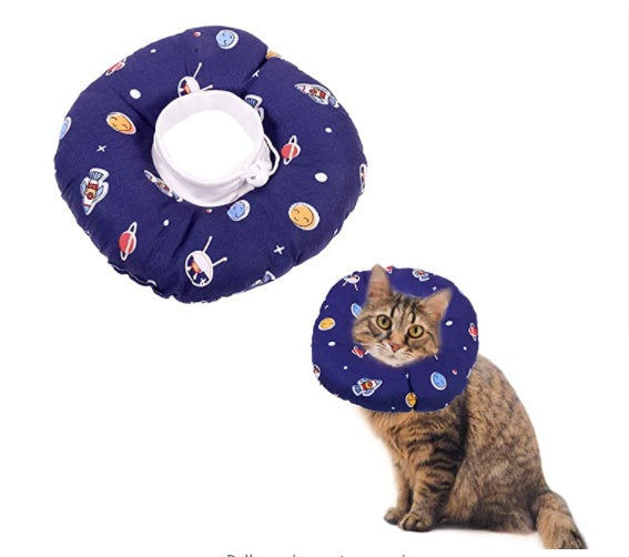 HKM-2269373 Cat Soft Ring Headgear - Cute Donut Pattern in Blue and Light Blue, Cotton Flannel & PP Cotton/Nylon - Multiple Sizes Available