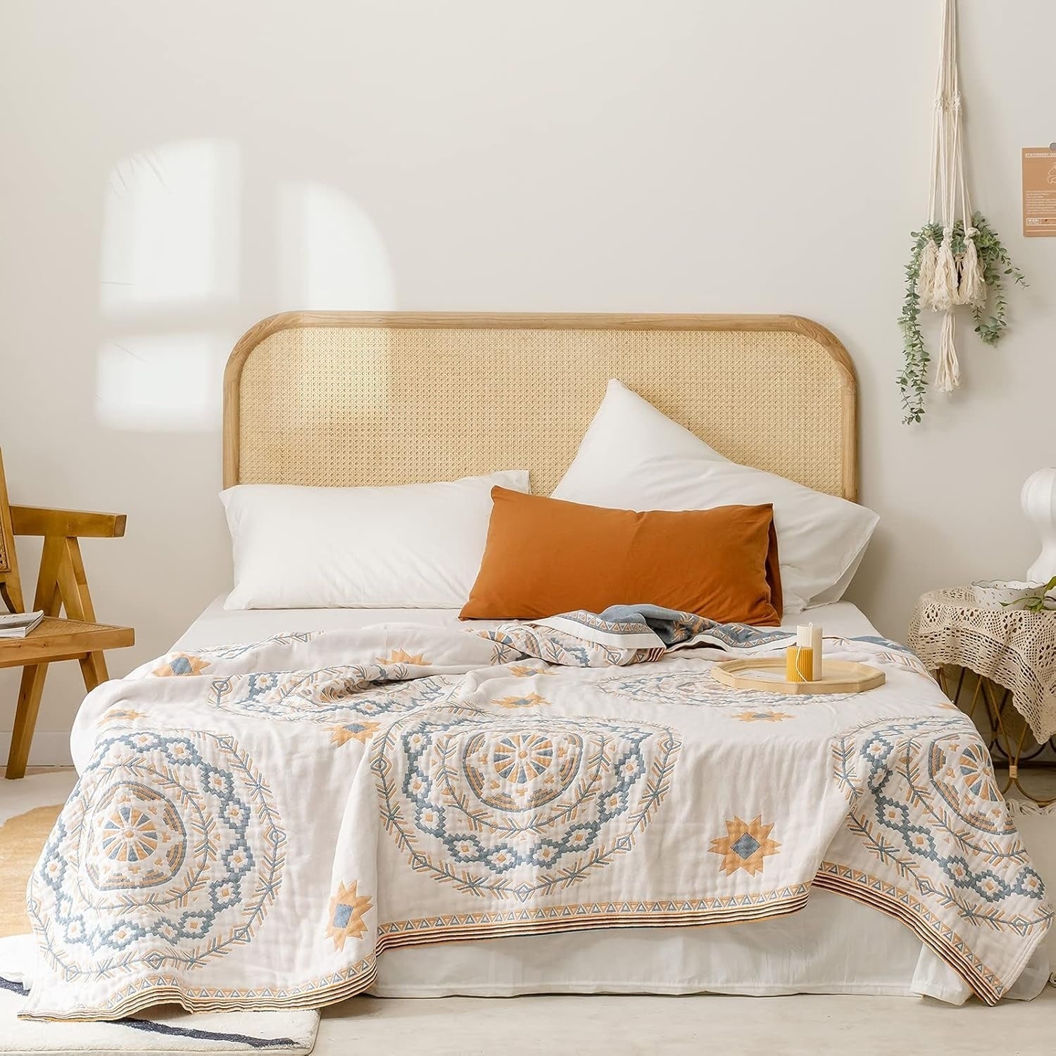 HKM-227027 Geometric Cotton Towel Blanket - Modern Minimalist Design for Stylish Comfort