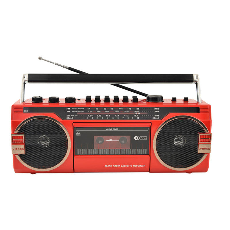 HKM-227091 Antique High-Power Four Band Radio Recorder with USB Interface – Classic Design in Blue and Red