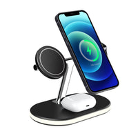HKM-227091 Three-in-One Magnetic Wireless Fast Charging Bracket with Night Light – Compatible with Lithium Battery Devices