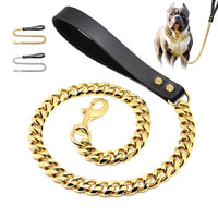 HKM-2271549 Golden Stainless Steel Pet Dog Leash for Small to Medium Breeds
