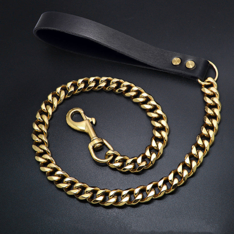 HKM-2271549 Golden Stainless Steel Pet Dog Leash for Small to Medium Breeds