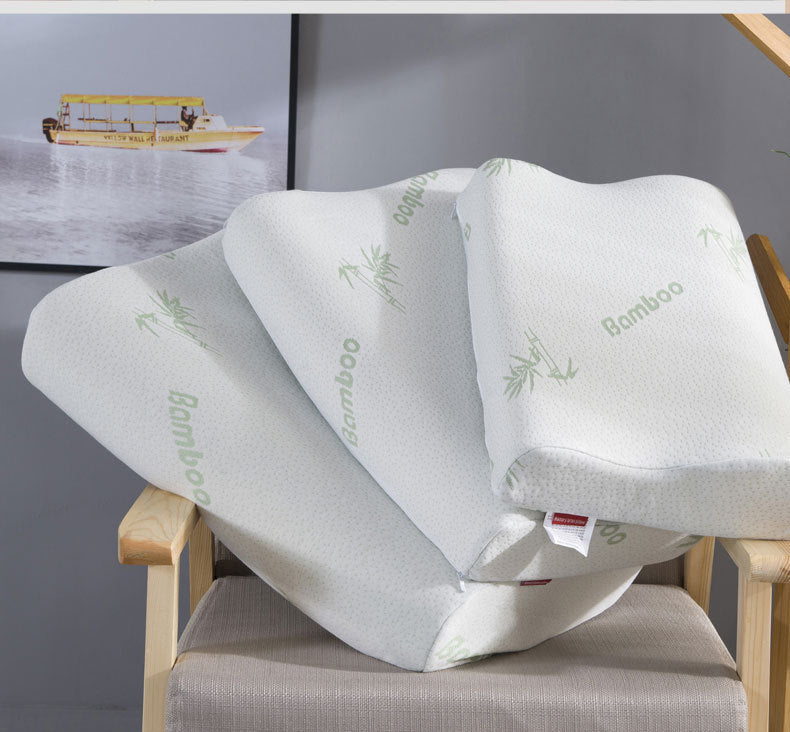 HKM-227155 Wave Shaped Bamboo Fiber Memory Pillow - 60x40x10-12CM, Soft Slow Rebound Design