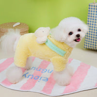 HKM-2272317 Fluffy Dog Jacket for Small Dogs - Four-Legged Coat in Yellow, Pink, and Green