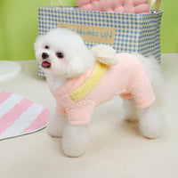 HKM-2272317 Fluffy Dog Jacket for Small Dogs - Four-Legged Coat in Yellow, Pink, and Green
