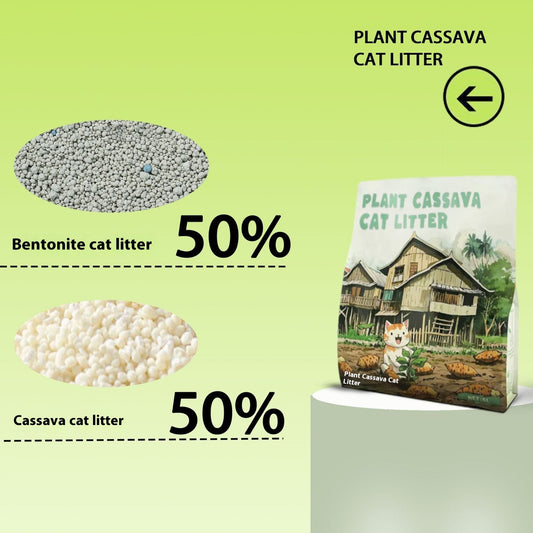 HKM-2273213 Bitter Cassava Cat Litter - Dust-Free, Deodorizing, 100% Natural, 1.25kg & 2kg Options