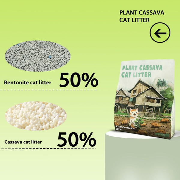 HKM-2273213 Bitter Cassava Cat Litter - Dust-Free, Deodorizing, 100% Natural, 1.25kg & 2kg Options