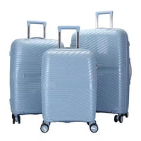 HKM-227411 PP Luggage Set - 3 Waterproof Hard Shell Travel Suitcases in 20'', 24'', and 28'' Sizes
