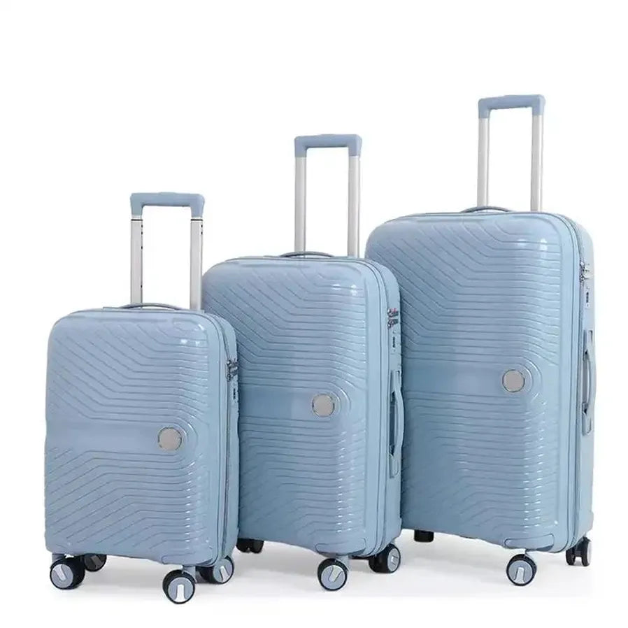 HKM-227411 PP Luggage Set - 3 Waterproof Hard Shell Travel Suitcases in 20'', 24'', and 28'' Sizes