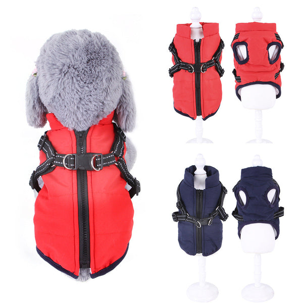 HKM-2277181 Cozy Velvet Pet Waistcoat with Chest Strap for Autumn and Winter Comfort