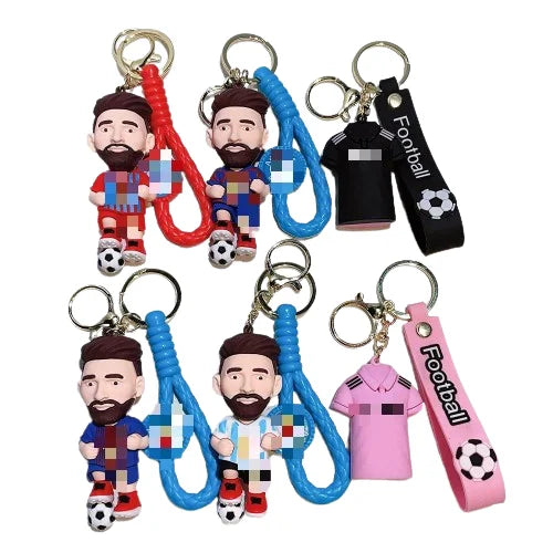 HKM-227859 3D PVC Cartoon Football Star Keychain Ring for Kids - Creative Car Toy Accessory