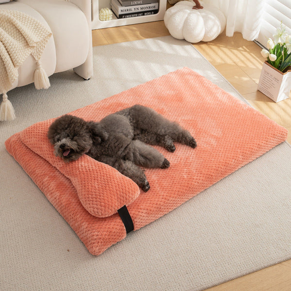 HKM-2279357 Cozy Plaid Winter Pet Mat with Sponge Cushion - Multiple Sizes and Colors