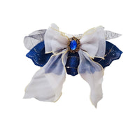 HKM-2279485 Handmade Sapphire Bow Collar Bib for Cats and Dogs with Long Scarf Design