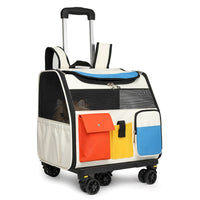 HKM-2279741 Portable Cat Backpack with Optional Pull Rod - Solid Color Options Available in White and Blue