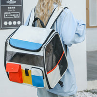 HKM-2279741 Portable Cat Backpack with Optional Pull Rod - Solid Color Options Available in White and Blue