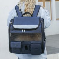 HKM-2279741 Portable Cat Backpack with Optional Pull Rod - Solid Color Options Available in White and Blue