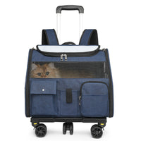 HKM-2279741 Portable Cat Backpack with Optional Pull Rod - Solid Color Options Available in White and Blue