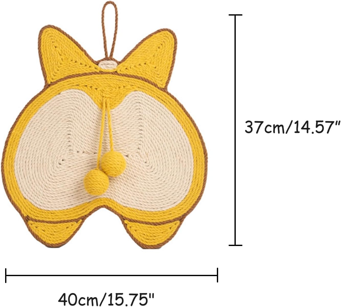 HKM-2280765 Sisal Cat Scratching Pad with Corgi Butt Design and Anti-slip Base, 37x40cm