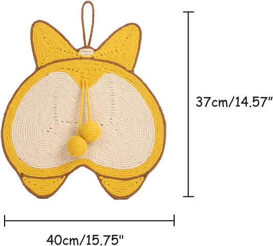 HKM-2280765 Sisal Cat Scratching Pad with Corgi Butt Design and Anti-slip Base, 37x40cm