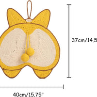 HKM-2280765 Sisal Cat Scratching Pad with Corgi Butt Design and Anti-slip Base, 37x40cm