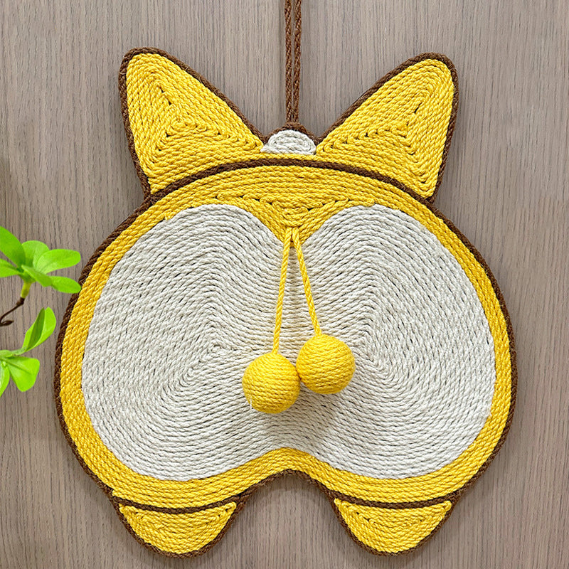 HKM-2280765 Sisal Cat Scratching Pad with Corgi Butt Design and Anti-slip Base, 37x40cm