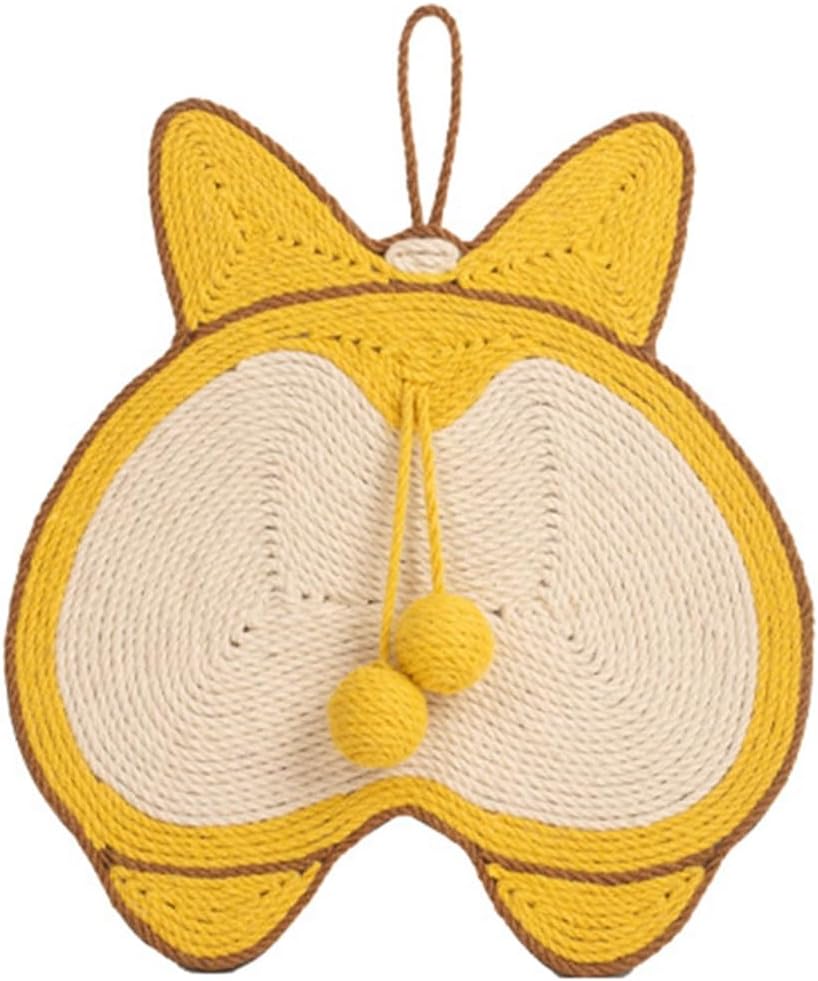 HKM-2280765 Sisal Cat Scratching Pad with Corgi Butt Design and Anti-slip Base, 37x40cm