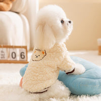 HKM-2282045 Cozy Fleece Dog Hoodie with Bear Pattern, Soft Pullover for Autumn and Winter - Various Sizes Available