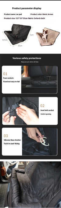 HKM-2282301 Rear Car Dog Bed Mat in Black and Khaki Cotton for Pet Comfort