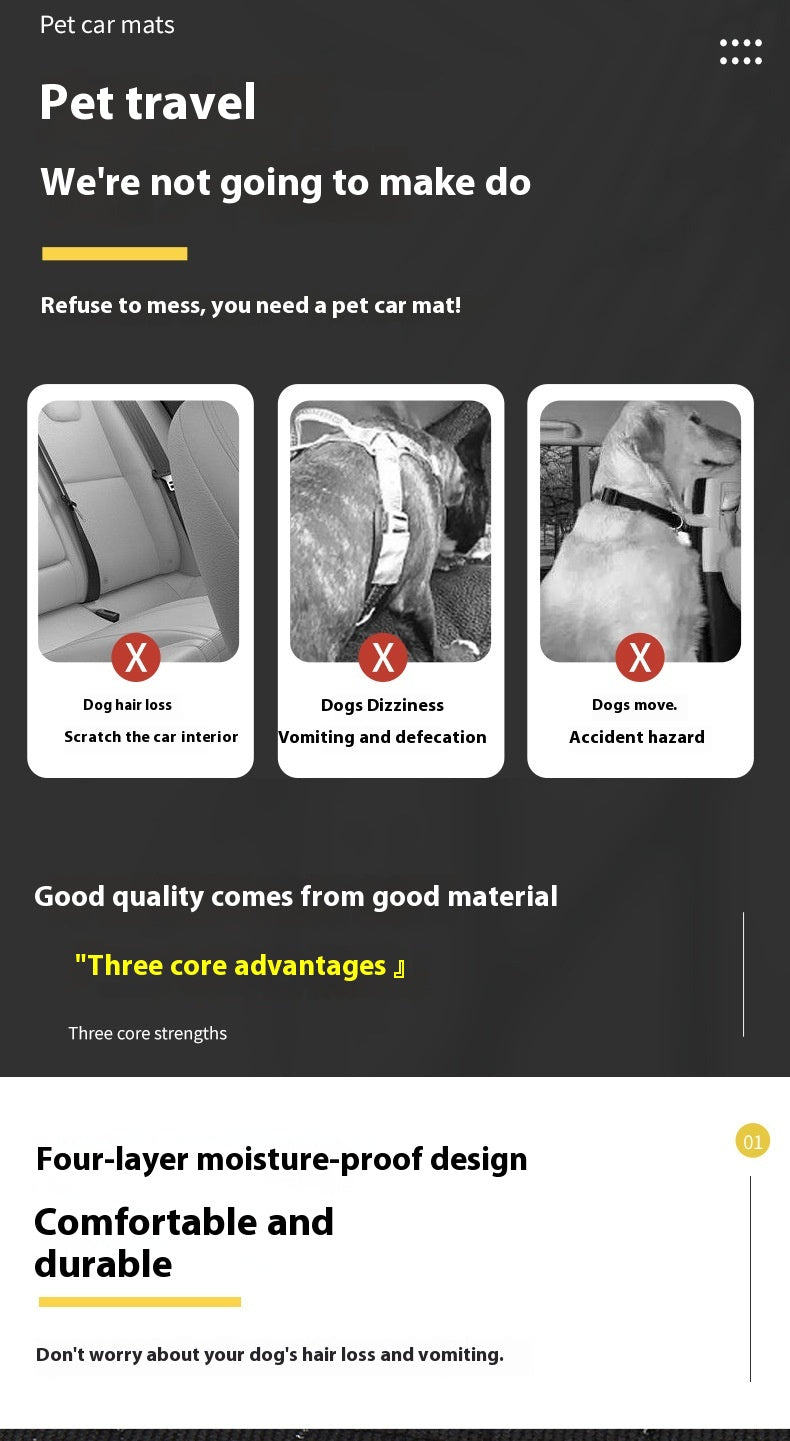 HKM-2282301 Rear Car Dog Bed Mat in Black and Khaki Cotton for Pet Comfort