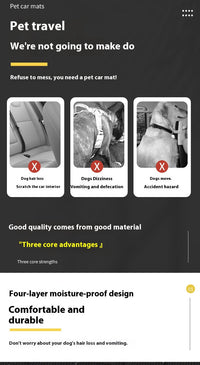 HKM-2282301 Rear Car Dog Bed Mat in Black and Khaki Cotton for Pet Comfort