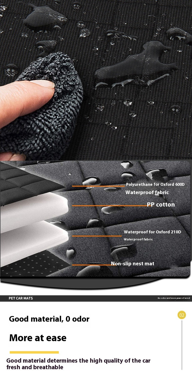 HKM-2282301 Rear Car Dog Bed Mat in Black and Khaki Cotton for Pet Comfort
