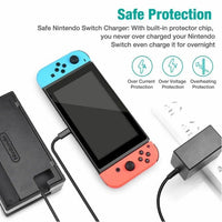 HKM-228243 AC Power Supply Adapter for Nintendo Switch - 5ft USB-C Charger with 2.4A Output, Worldwide Compatibility
