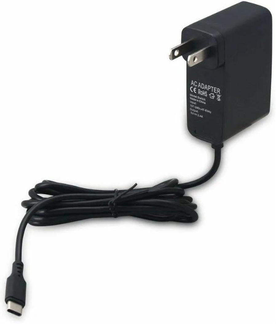HKM-228243 AC Power Supply Adapter for Nintendo Switch - 5ft USB-C Charger with 2.4A Output, Worldwide Compatibility