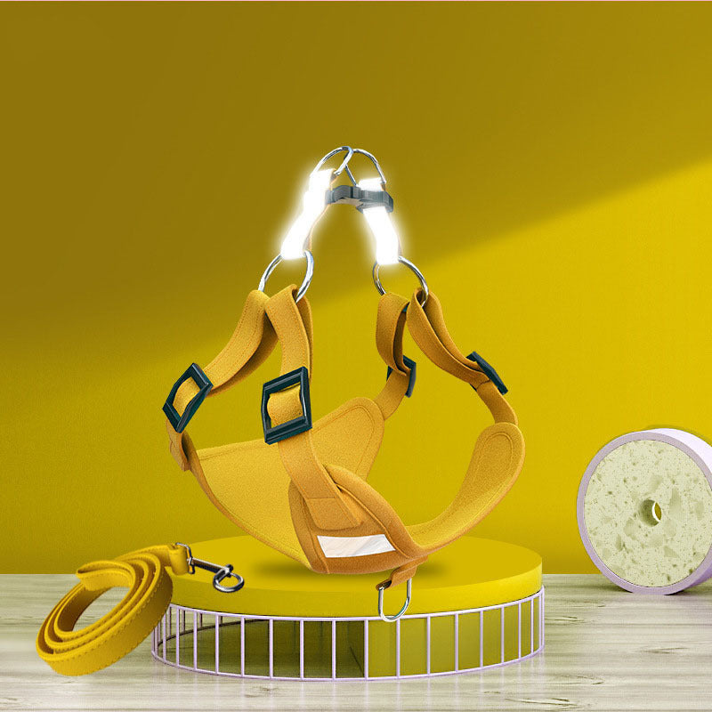HKM-2282557 Reflective LED Dog Harness and Leash Set - Adjustable No-Pull Vest for Safety and Comfort