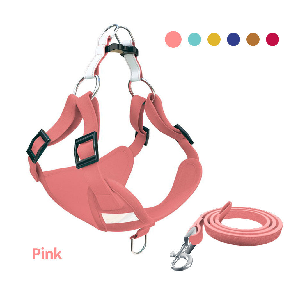 HKM-2282557 Reflective LED Dog Harness and Leash Set - Adjustable No-Pull Vest for Safety and Comfort