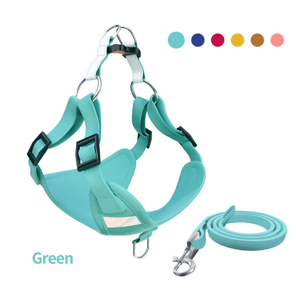 HKM-2282557 Reflective LED Dog Harness and Leash Set - Adjustable No-Pull Vest for Safety and Comfort