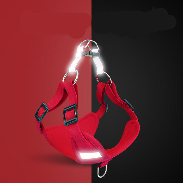 HKM-2282557 Reflective LED Dog Harness and Leash Set - Adjustable No-Pull Vest for Safety and Comfort