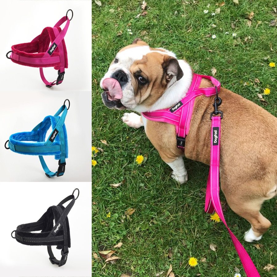HKM-228371 Fleece Adjustable Dog Vest with Pet Chest Harness and Reflective Strips