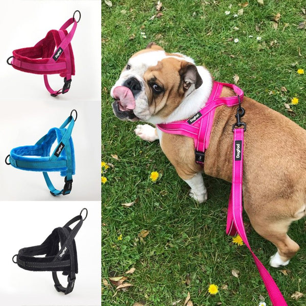 HKM-228371 Fleece Adjustable Dog Vest with Pet Chest Harness and Reflective Strips