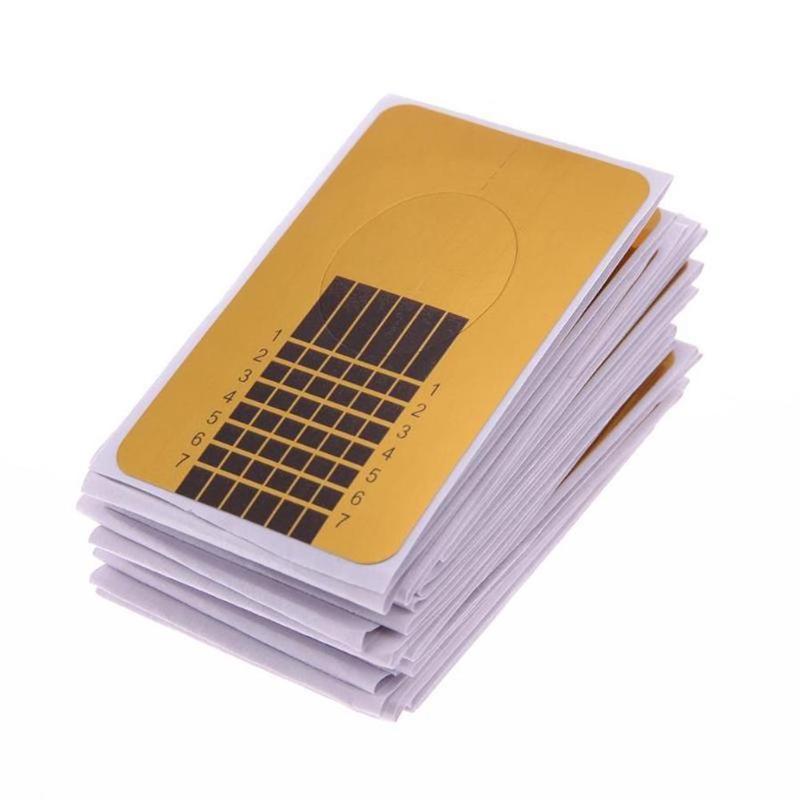 HKM-228499 Golden French Nail Form Tips - 50/100pcs Horseshoe & Rectangle Nail Extension Art Tools